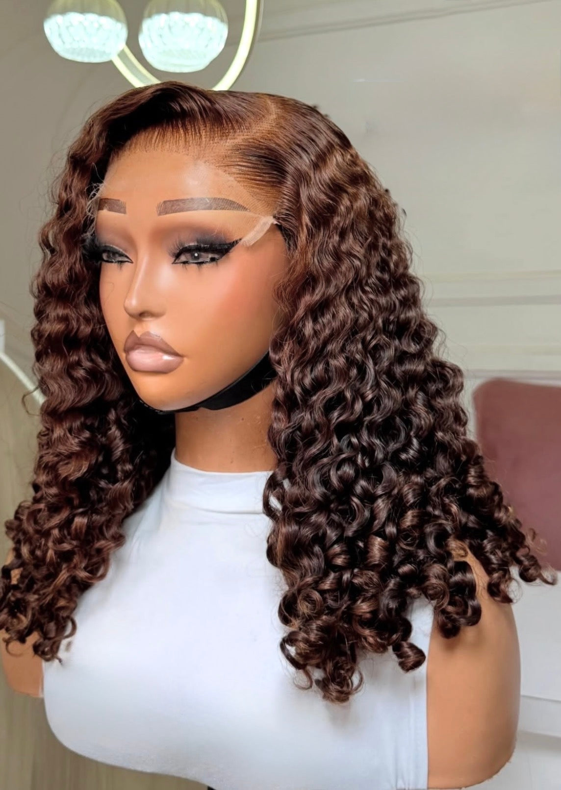 Baby curls Brown 14 inches 6by6 HD Closure wig