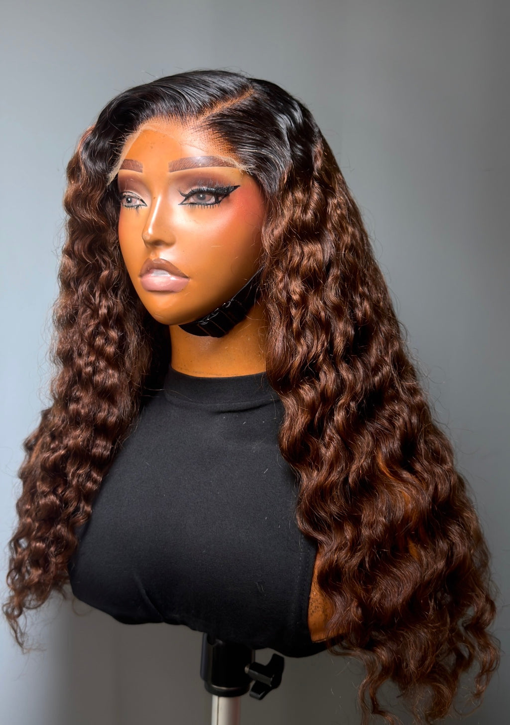 Brown Deep Wave Ombre with Black Root 5by6 Closure