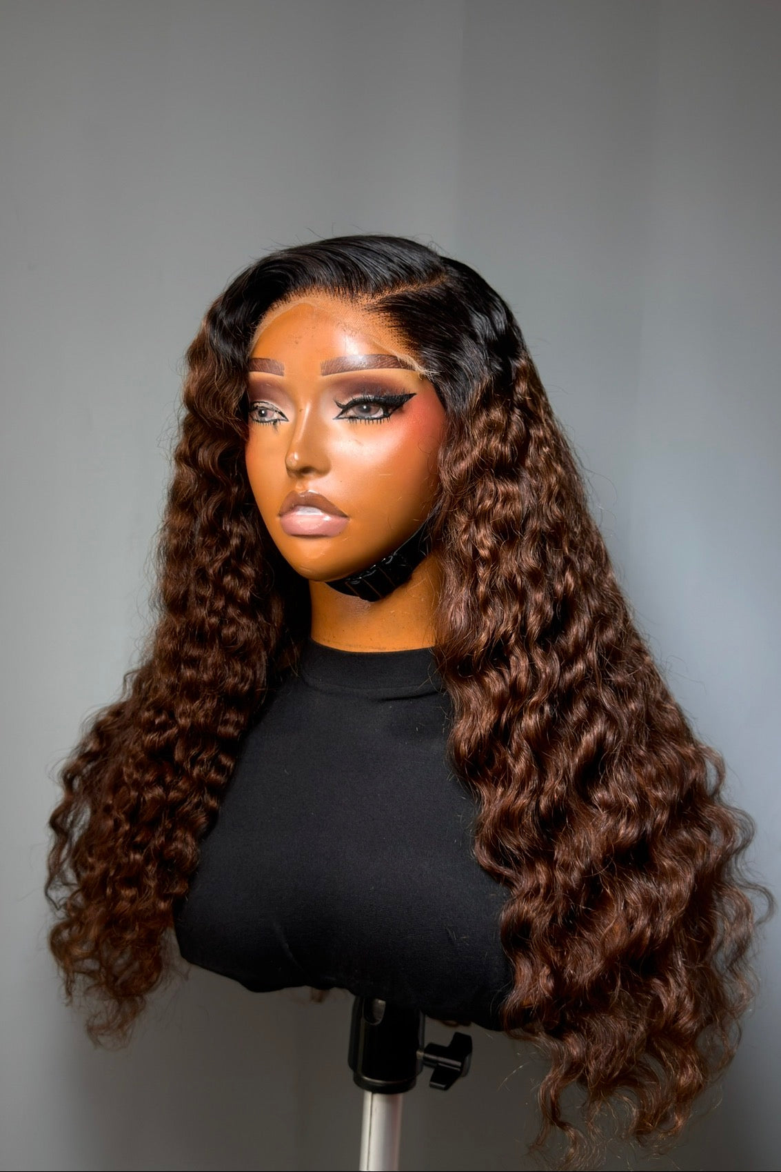 Brown Deep Wave Ombre with Black Root 5by6 Closure
