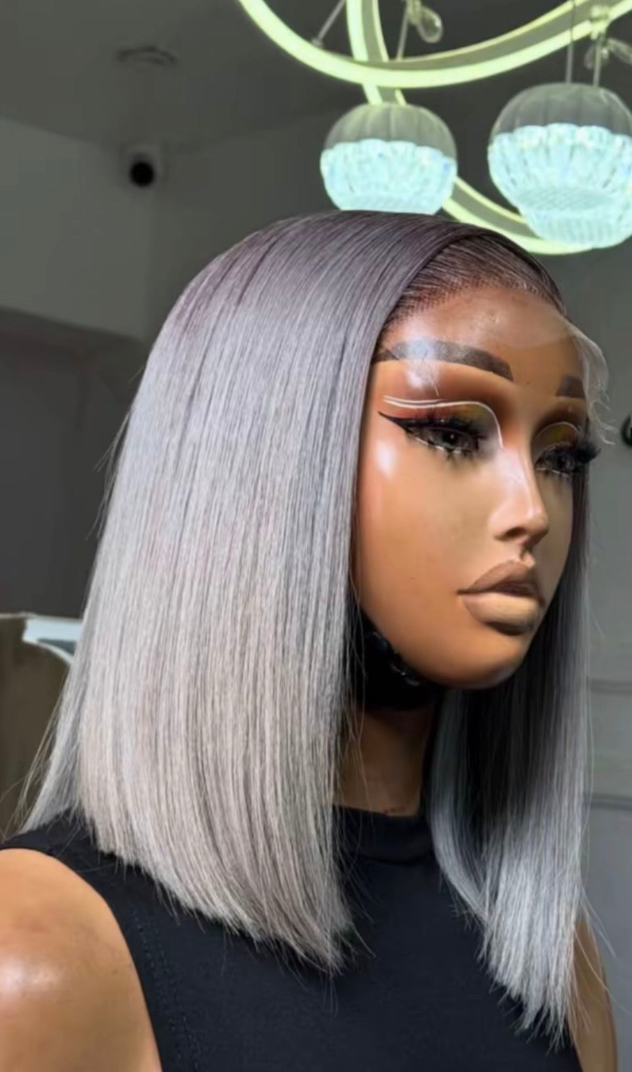 10 Inches Straight Gray Bob with 5BY5 Ombre Closure