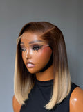 Straight Blonde Bob 6by6 Ombre Closure