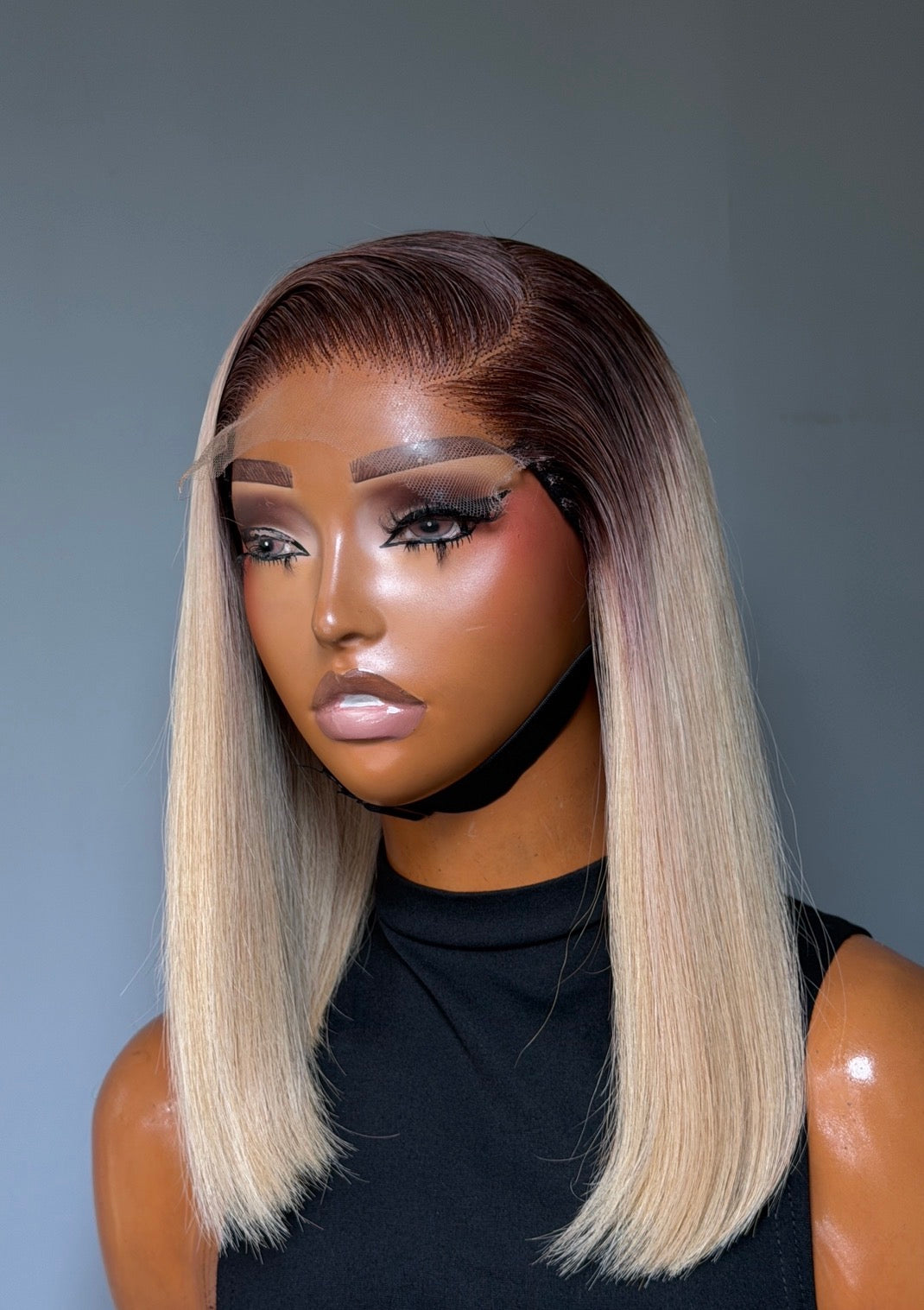 Straight Bob Wig with 5BY5 Blonde Closure 12 Inches