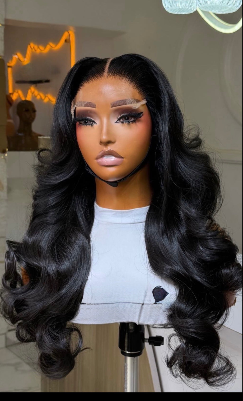 Premium Donor Wavy Black 6by6 HD Closure 26 Inches Wig