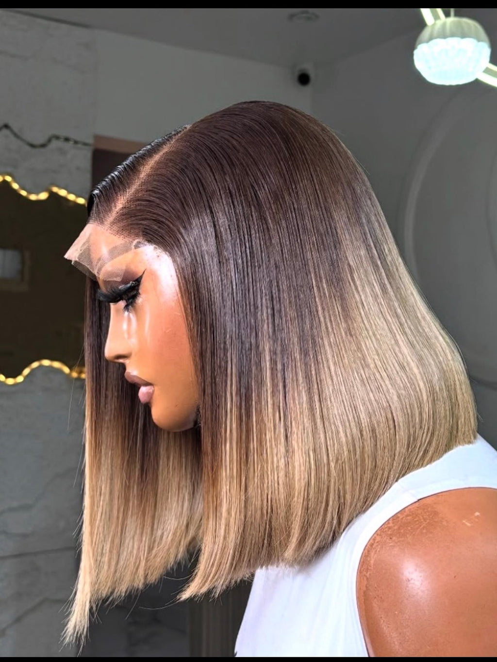 Straight Blonde Bob 6by6 Ombre Closure