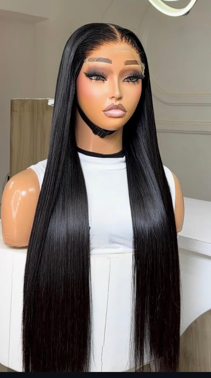 Donor Straight Black Wig Black 26 Inches 5by5 HD Closure Wig