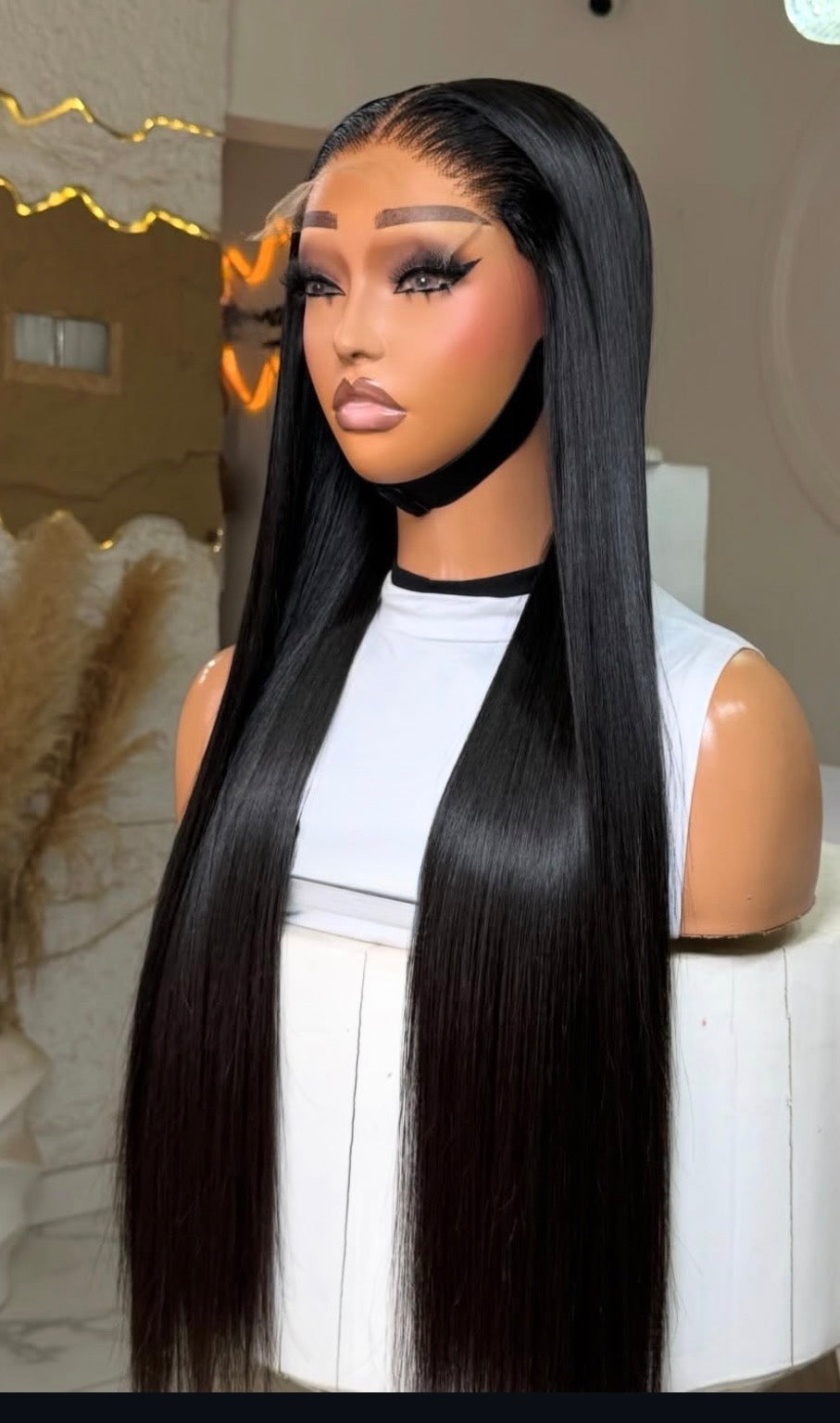 Donor Straight Black Wig Black 26 Inches 5by5 HD Closure Wig