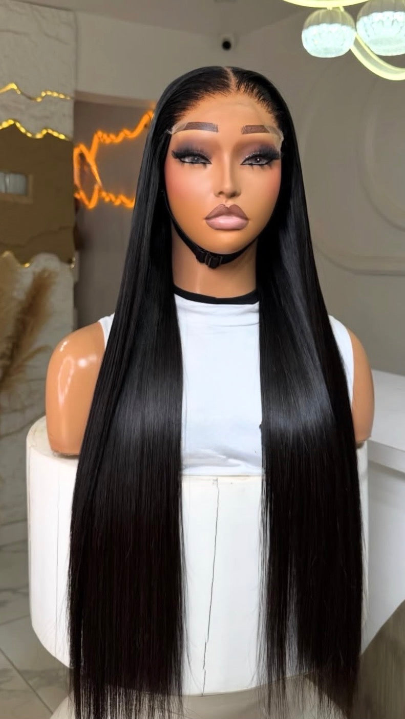 Donor Straight Black Wig Black 26 Inches 5by5 HD Closure Wig