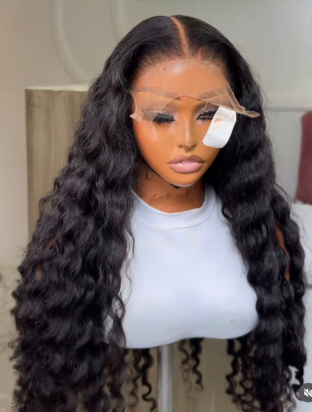 Deep wavy curls Black 30inches 2BY6 Closure Wig