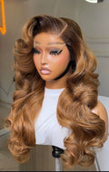 Layered Donor Wavy Blonde 22 inches 5BY5 Closure Wig