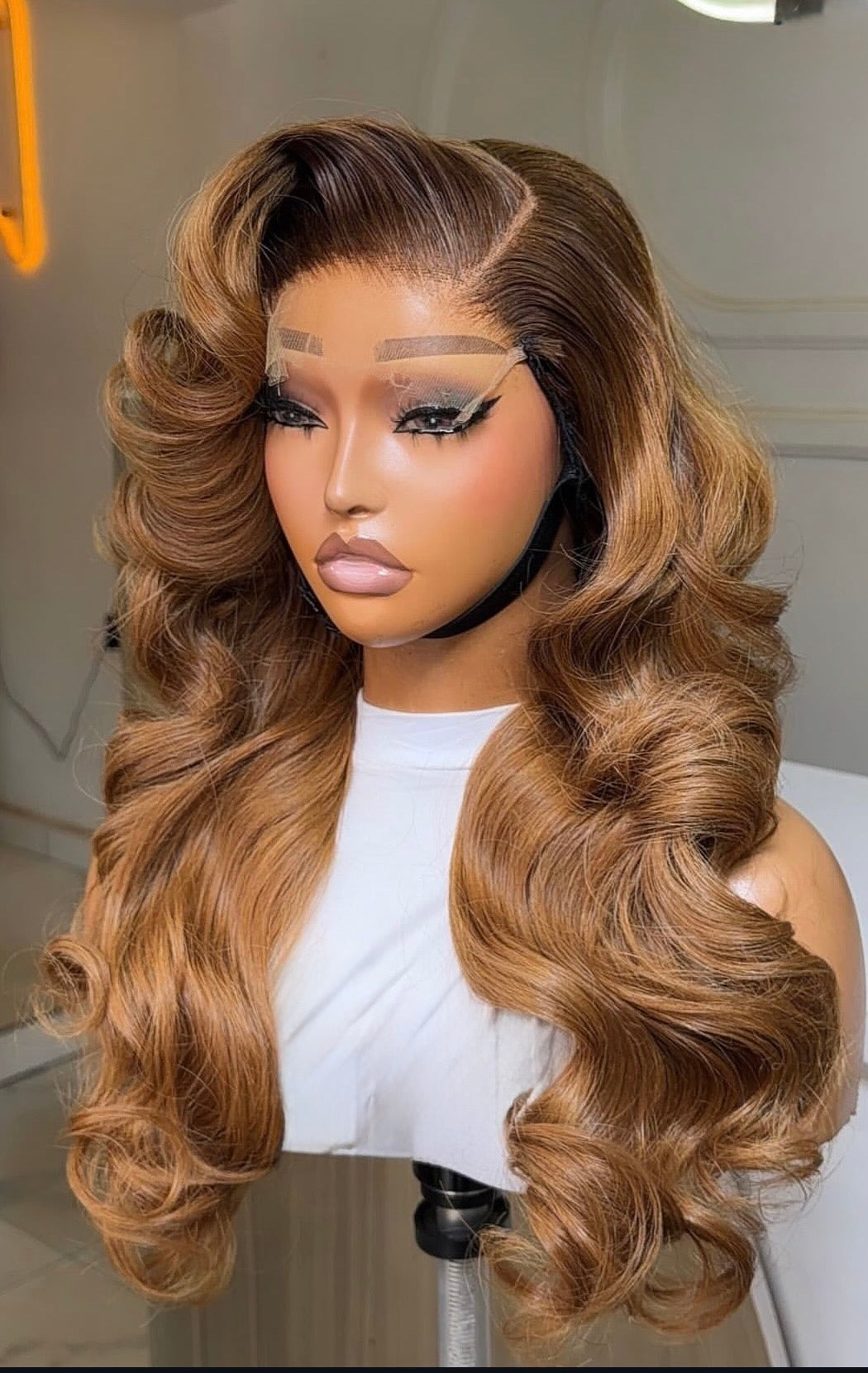 Layered Donor Wavy Blonde 22 inches 5BY5 Closure Wig