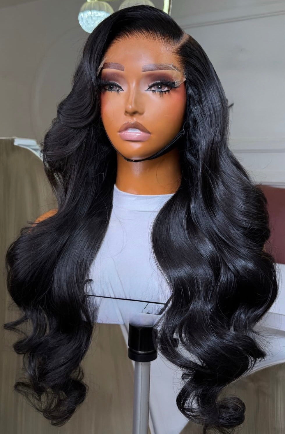 Donor Wavy Black 6by6 Closure 24 inches Wig