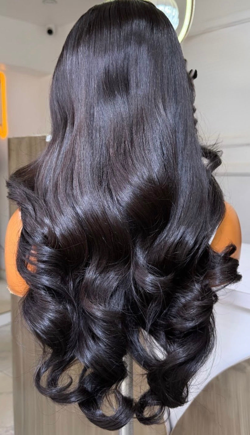 Donor Wavy Black 6by6 Closure 24 inches Wig