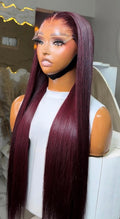 22inches Donor Straight Burgundy, 5by5 Swiss Closure Wig