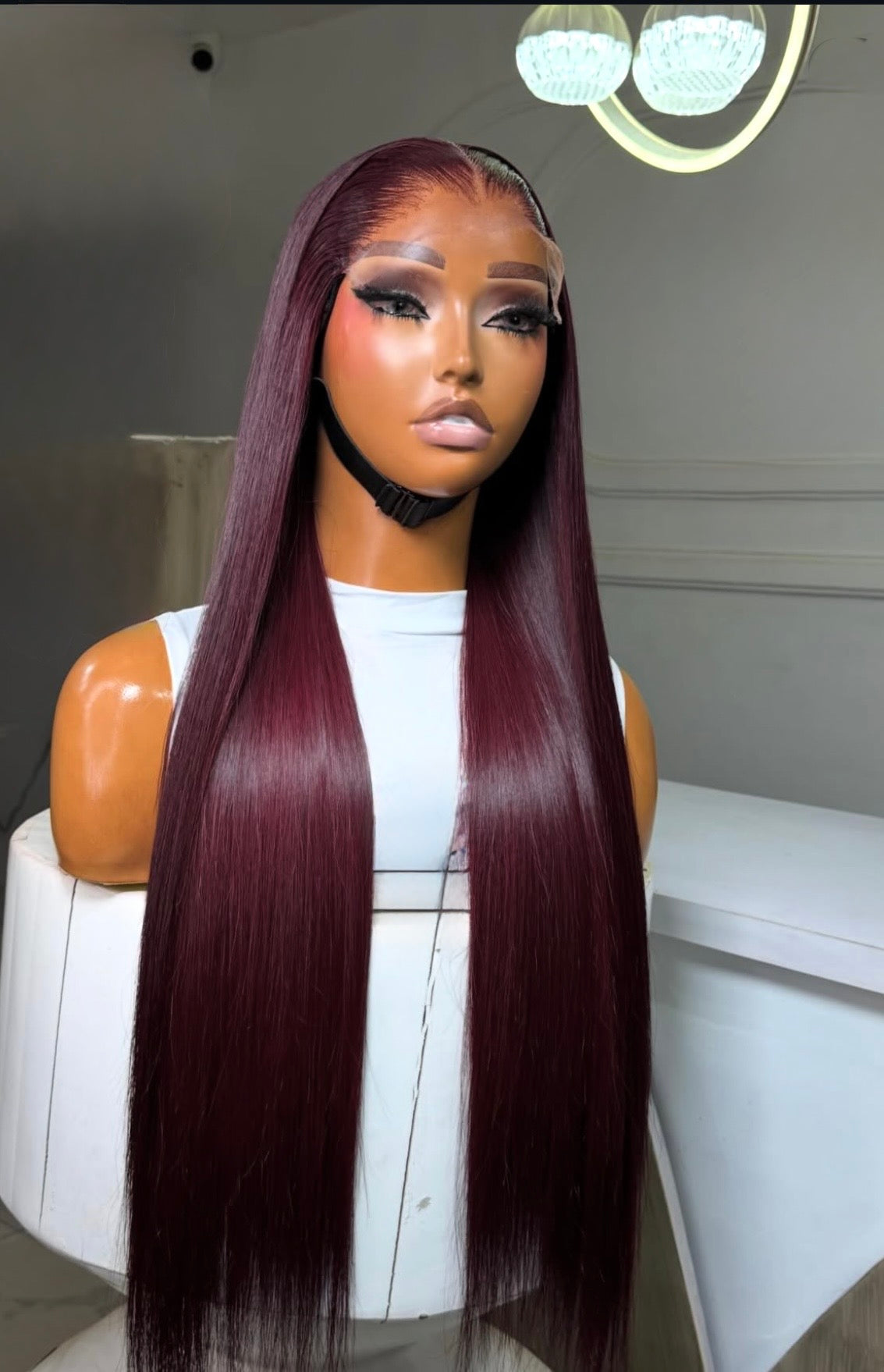 22inches Donor Straight Burgundy, 5by5 Swiss Closure Wig