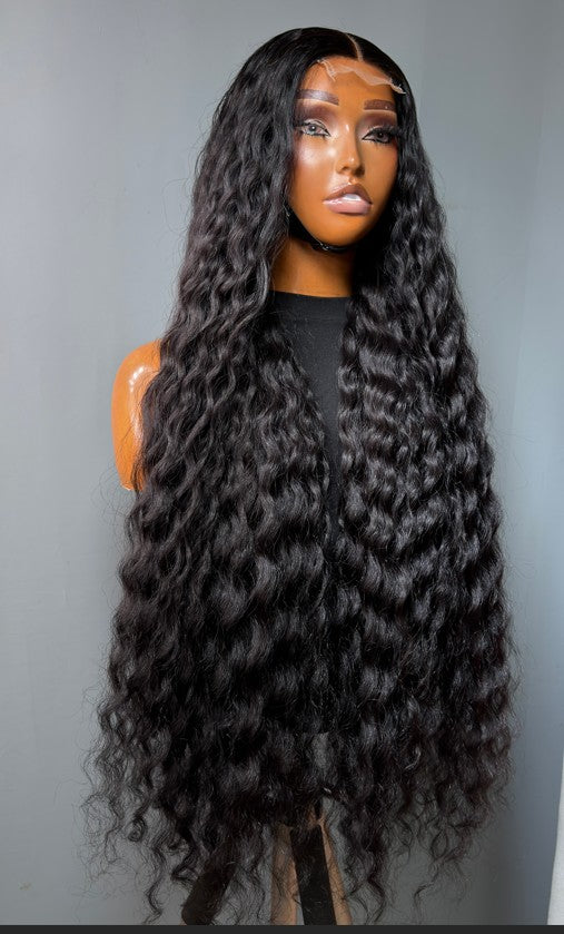 Black Deep wavy curls 2BY6 Closure Wig