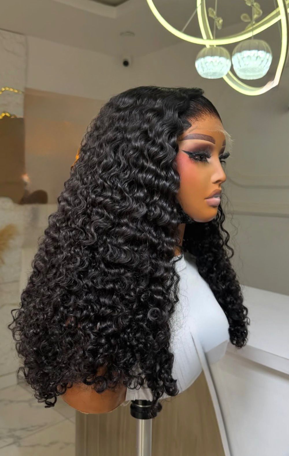 Raw Black Water Curls 18 Inches, 6BY6 HD Closure Wig
