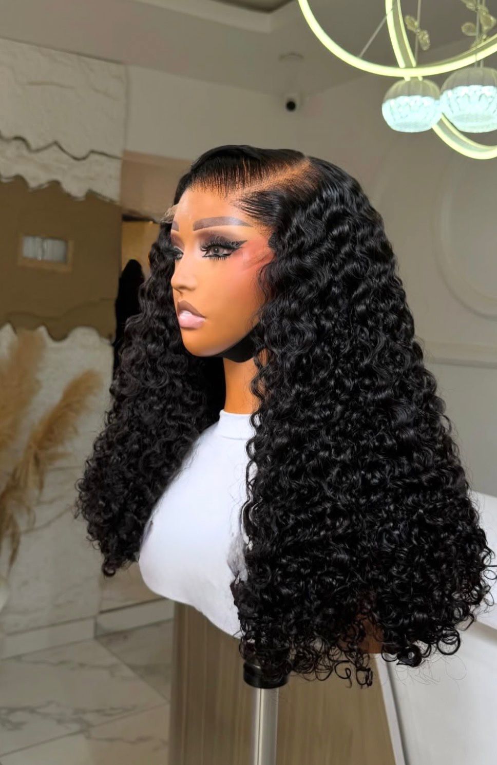 Raw Black Water Curls 18 Inches, 6BY6 HD Closure Wig
