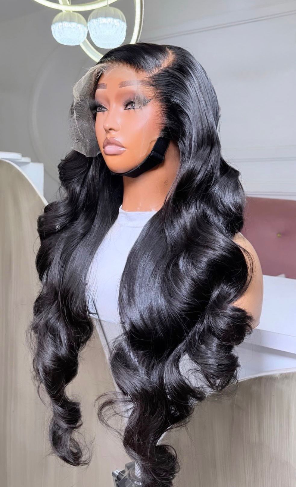 Premium Donor Wavy Hair, 30Inches Black 13by6 HD Frontal Wig