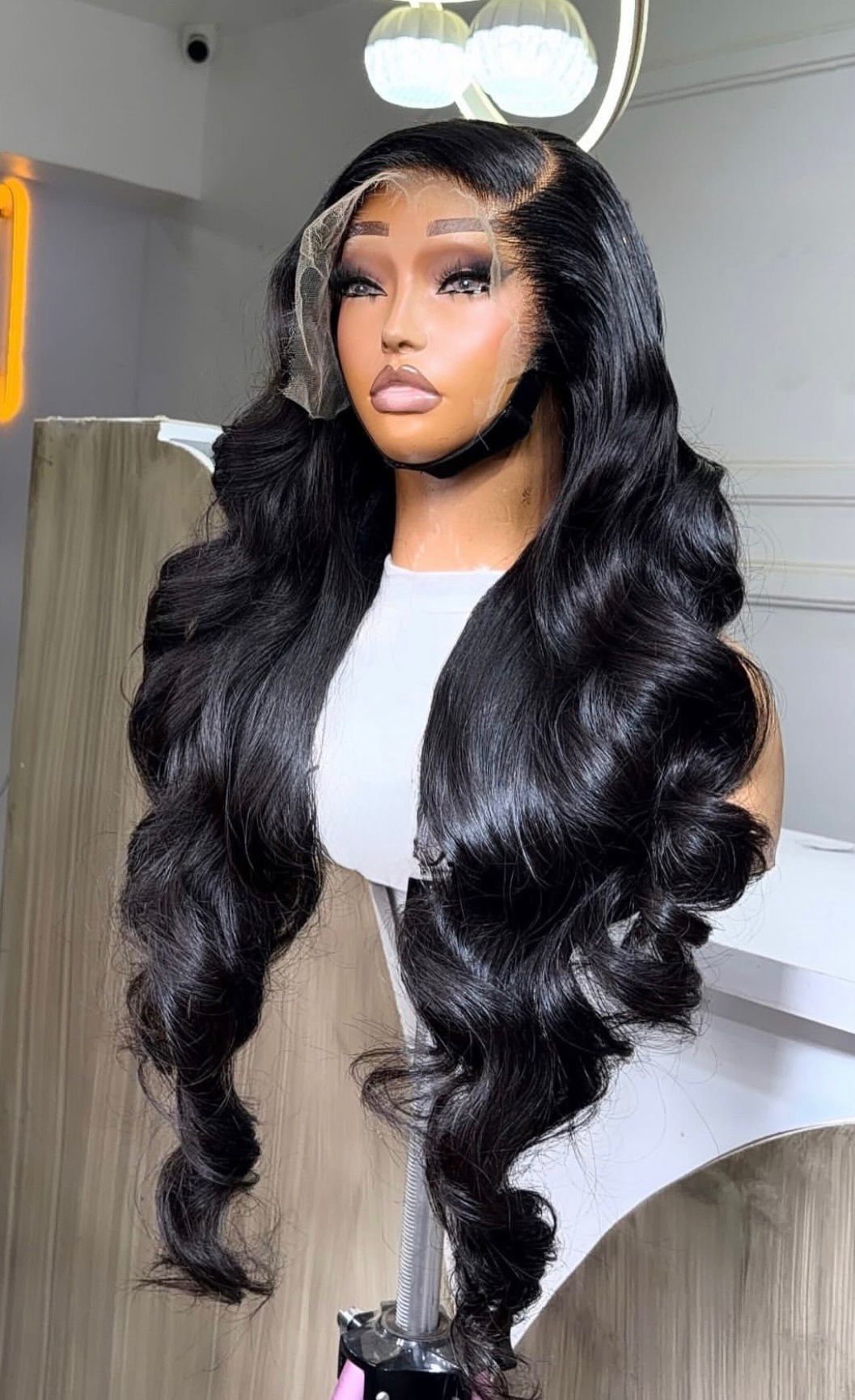 Premium Donor Wavy Hair, 30Inches Black 13by6 HD Frontal Wig