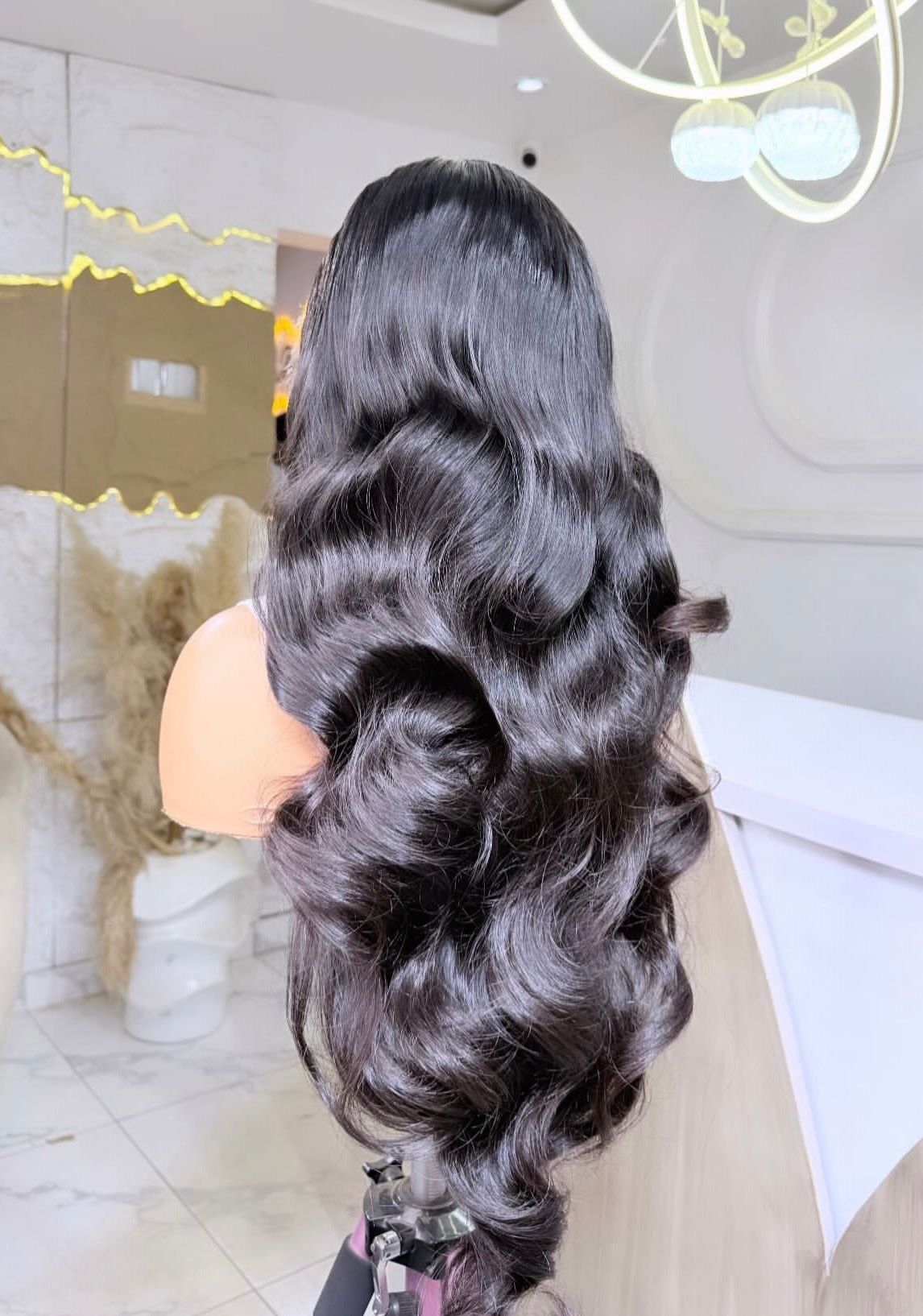 Premium Donor Wavy Hair, 30Inches Black 13by6 HD Frontal Wig