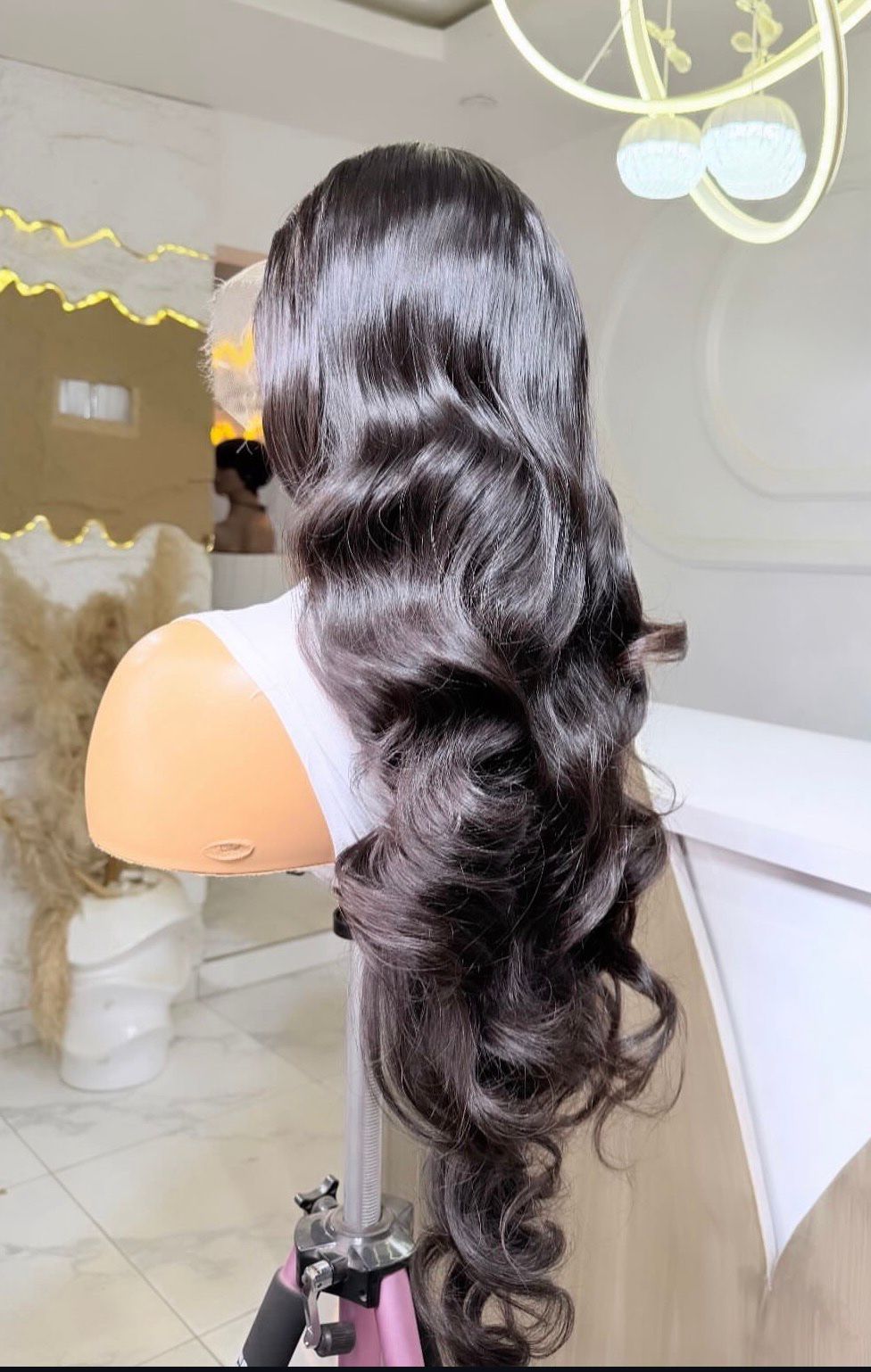 Premium Donor Wavy Hair, 30Inches Black 13by6 HD Frontal Wig