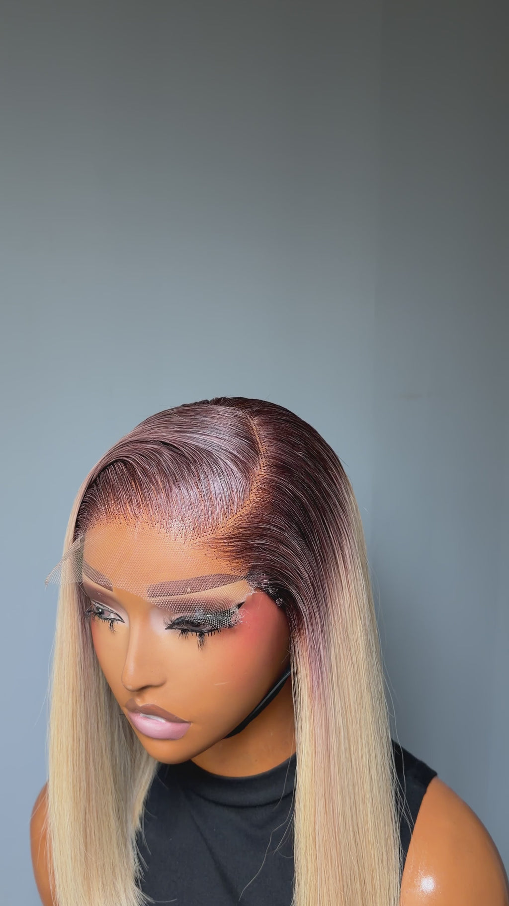 Straight Bob Wig with 5BY5 Blonde Closure 12 Inches